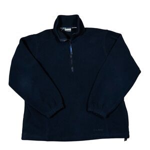 Vintage LL Bean Jacket Womens Large Black Fleece 90s 1/4 Zip Ladies Outdoors